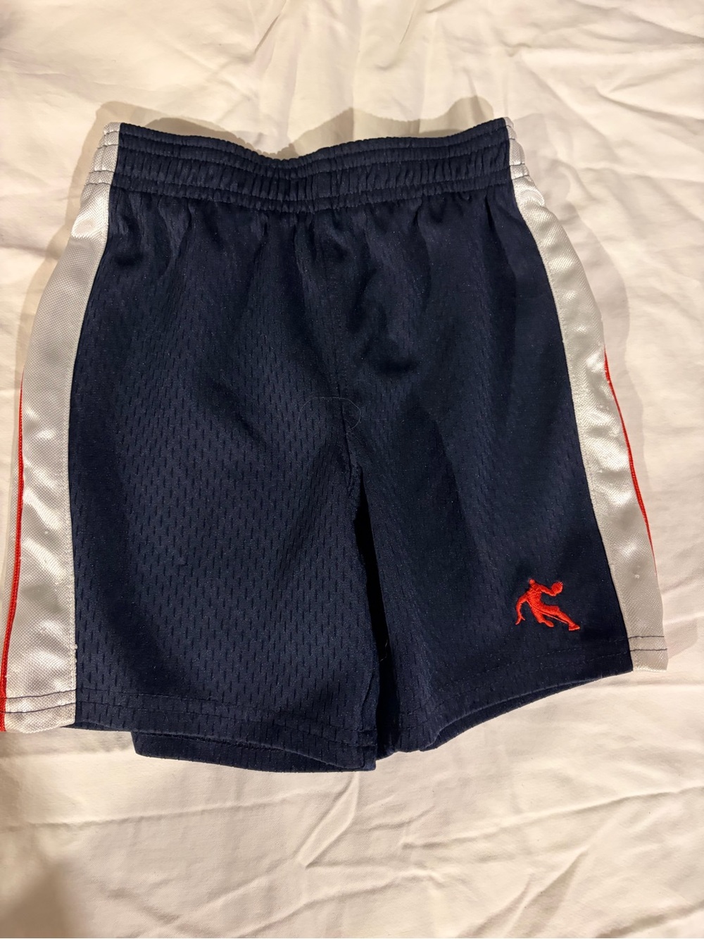 And1 Men's Navy Athletic Mesh Shorts with White Panels and Red Logo